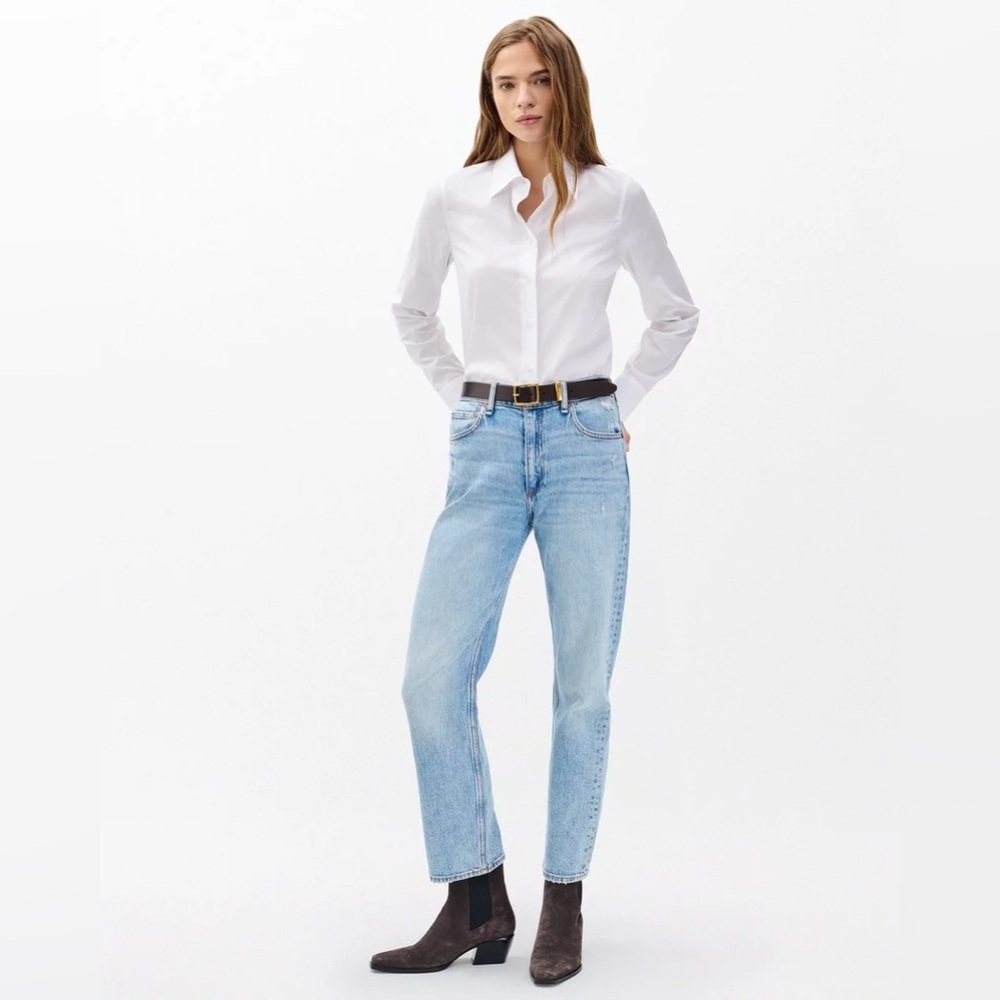 Rag & Bone Straight Jeans in Light Blue Rigid Denim - Picture 3 of 5